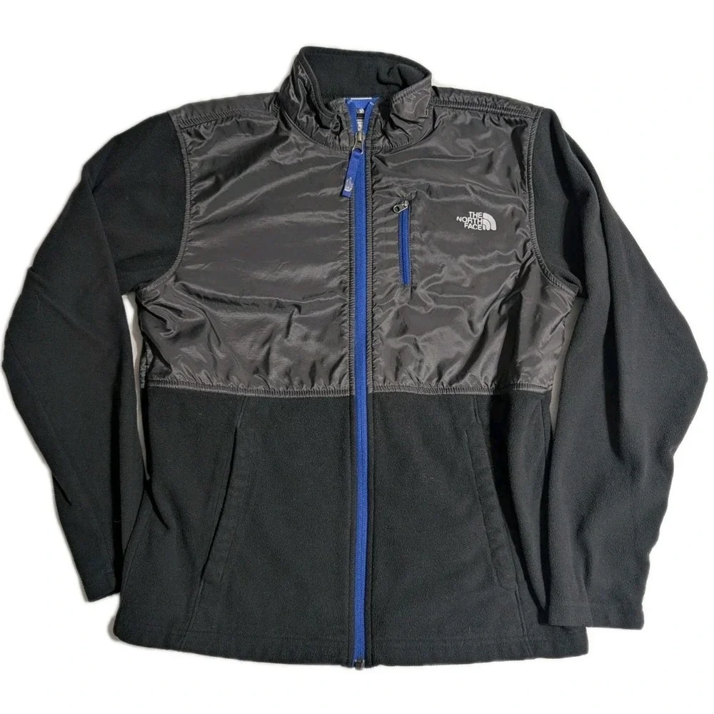 North Face Boys Denali Fleece Jacket L 14/16 Black Gray Blue Zip‎ – Cozy Legend